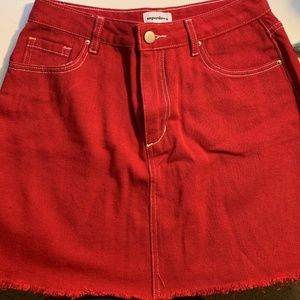 SUPERDOWN Red Denim-like Skirt